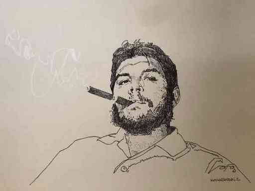 ドローイング 葉巻を吸う ゲバラ像