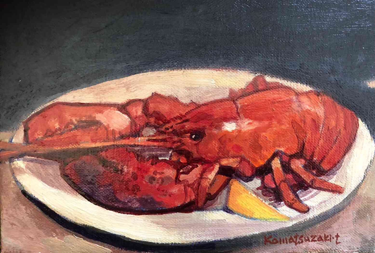 油彩画 ロブスター