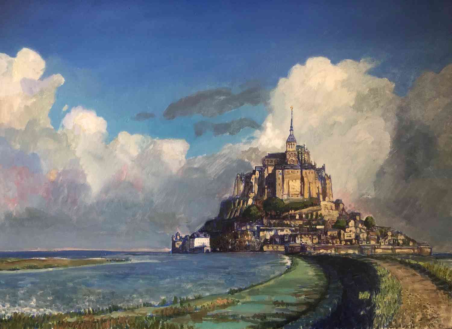 油彩画 モンサンミッシェル