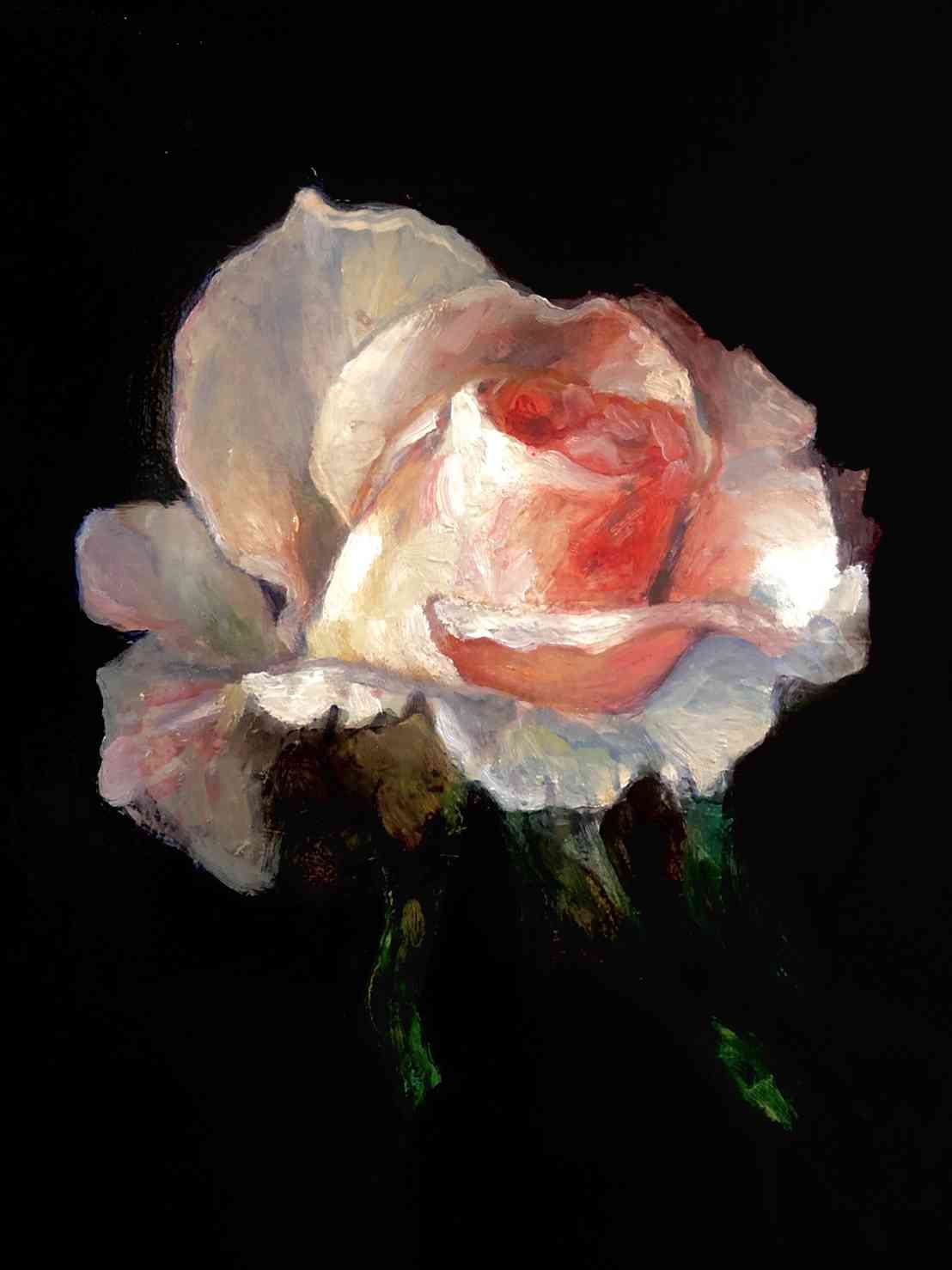 油彩画 プラチナローズ