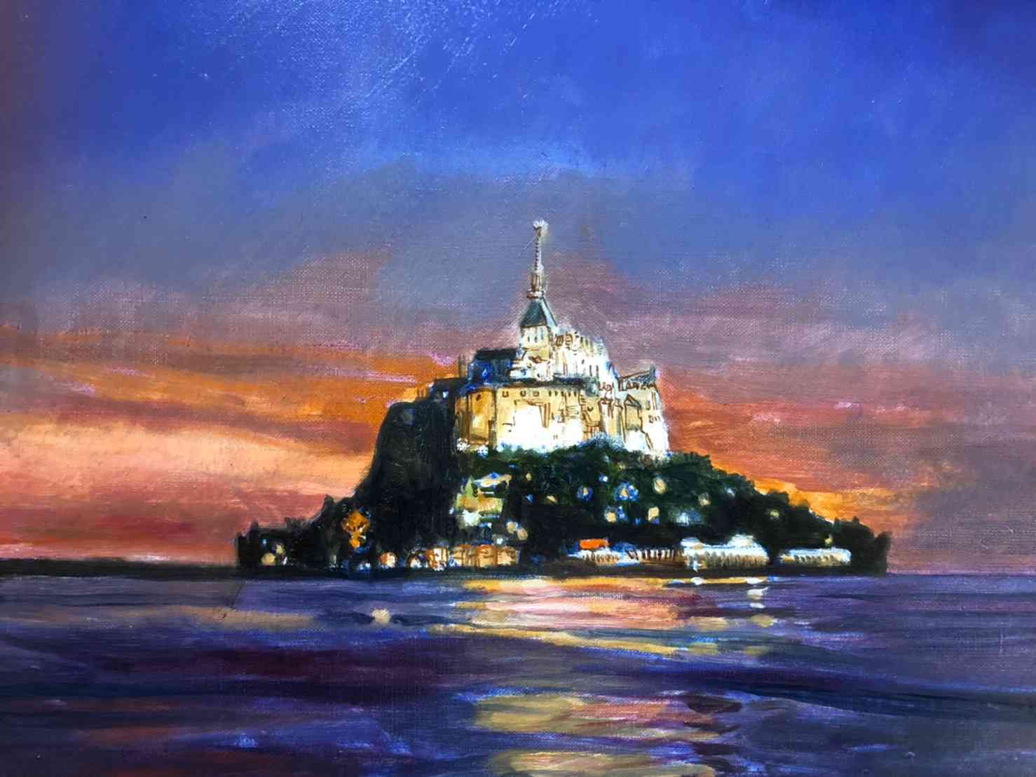 油彩画 サンセットミッシェル
