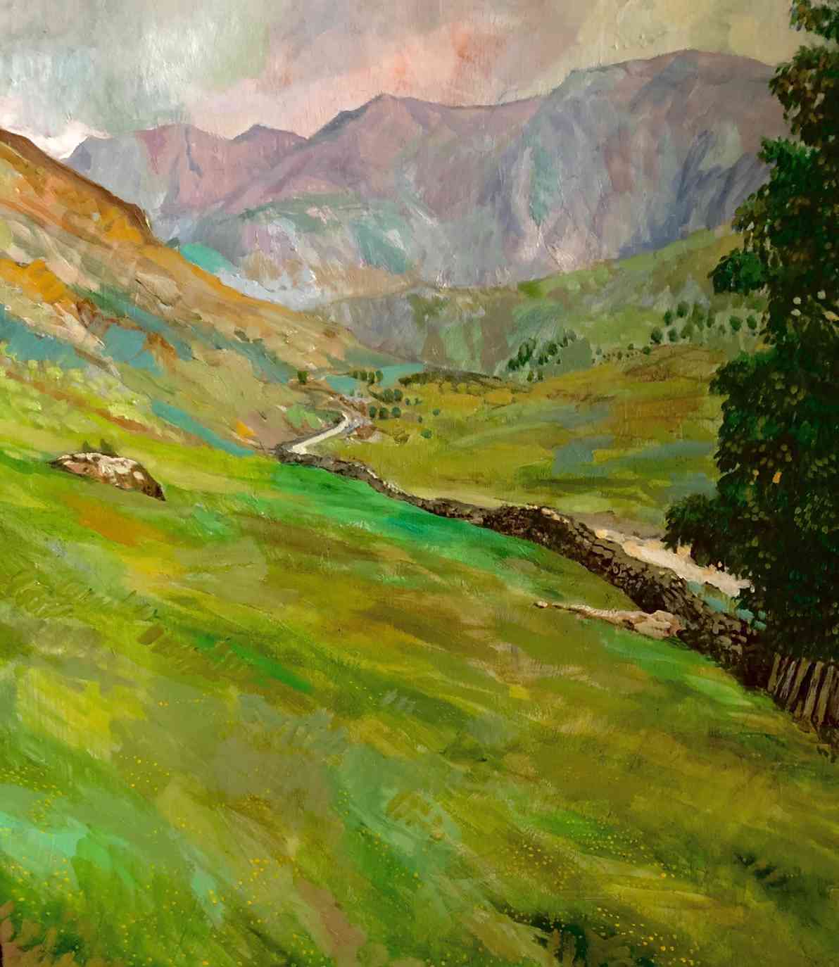 油彩画 ウェールズの道